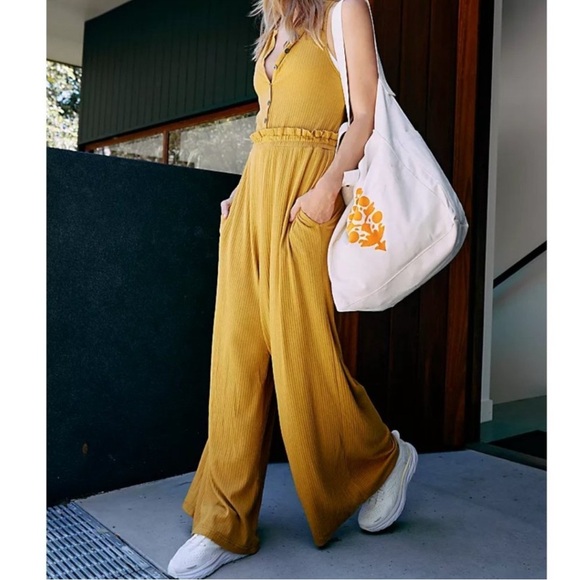 Free People Pants - Free People movement Caught My Tempo Wide Leg Jumpsuit Small